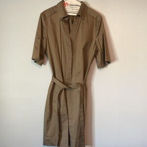 Used 1x size 14 New York and company stretchy dress not mini olive green